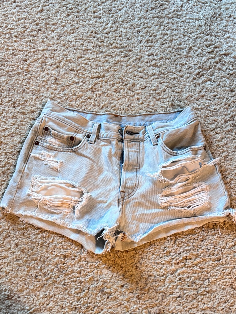 Levi’s Light Blue Distressed Women’s Denim Shorts